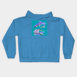 swamp and the sea, the shark and the gator ecopop Kids Hoodie